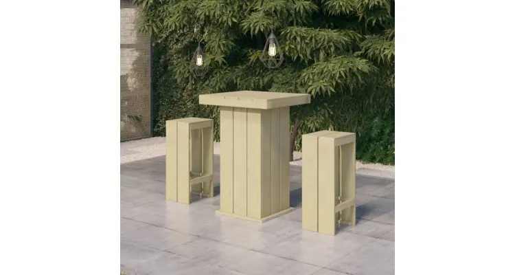 Set mobilier de bar de gradina, 3 piese, lemn de pin tratat — imaginea 2