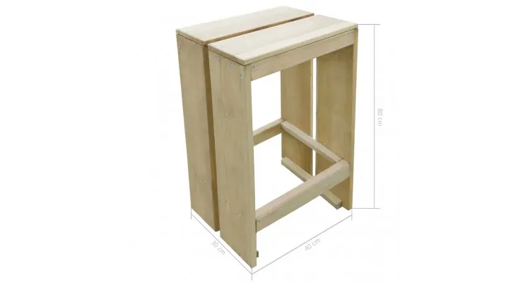 Set mobilier de bar de gradina, 3 piese, lemn de pin tratat — imaginea 5