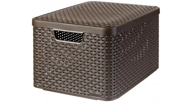 Cutie depozitare cu capac, Curver, 30 l, rattan, maro