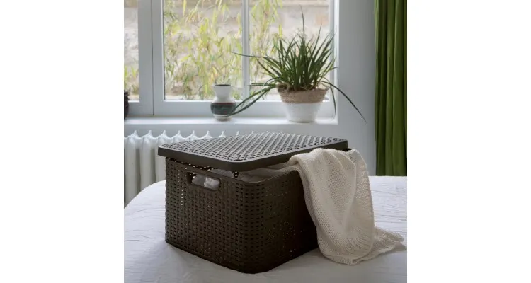 Cutie depozitare cu capac, Curver, 30 l, rattan, maro — imaginea 3