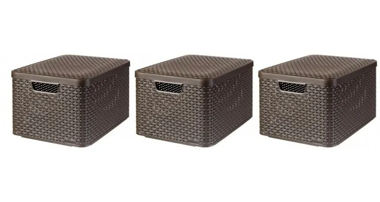 Cutie depozitare cu capac, Curver, 30 l, rattan, maro — imaginea 4