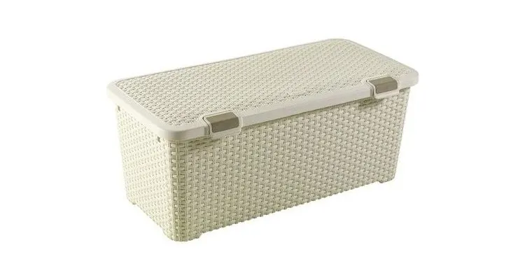Cufar depozitare Curver 72L, rattan alb