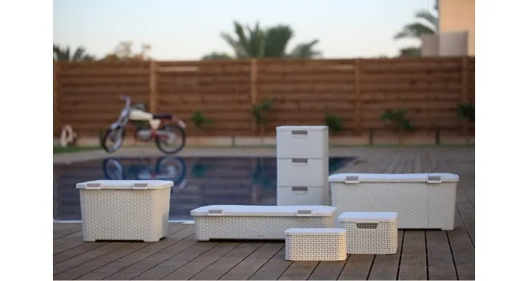 Cufar depozitare Curver 72L, rattan alb — imaginea 4