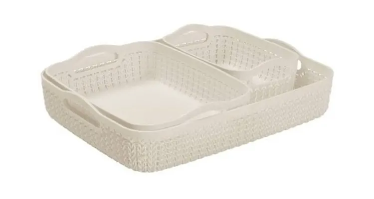 Set 3 cosuri depozitare Curver Knit off-white ( A4 A5 A6)