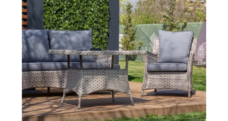 Set mobilier premium de terasa, Holan, ratan sintetic — imaginea 3