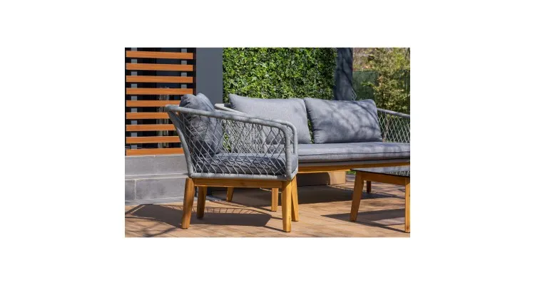 Set mobilier premium de gradina Dubai Rope, lemn, gri — imaginea 4