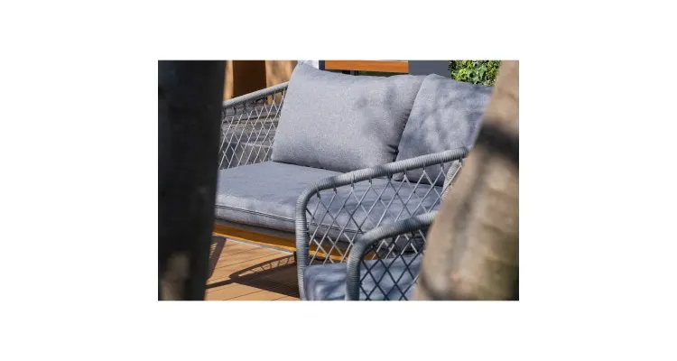 Set mobilier premium de gradina Dubai Rope, lemn, gri — imaginea 5