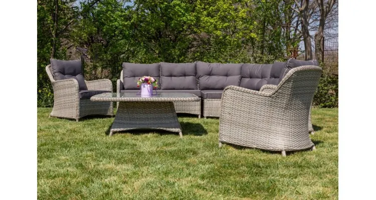 Set mobilier premium de gradina Dublin, rattan — imaginea 3