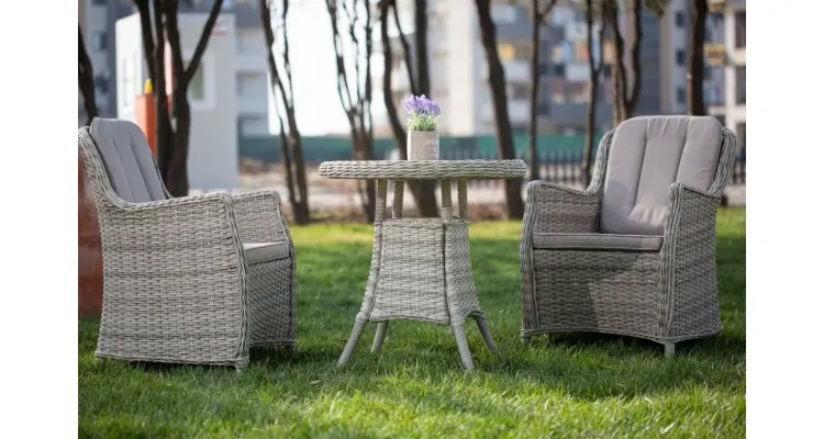 Set mobilier premium de terasa Juventus, ratan sintetic, gri — imaginea 2