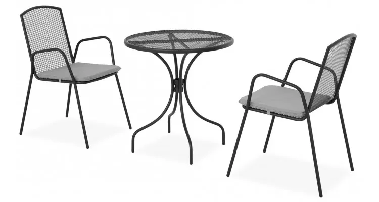 Set mobilier BERLIN terasa si gradina, 2 scaune si masa, negru — imaginea 4