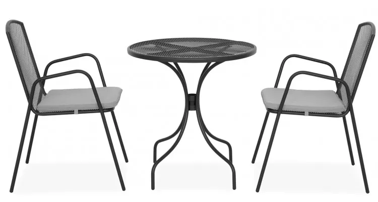 Set mobilier BERLIN terasa si gradina, 2 scaune si masa, negru — imaginea 5