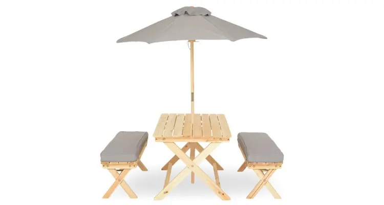 Set mobilier gradina pentru copii, 2 bancute, o masa si o umbrela, Kids Picnic — imaginea 2