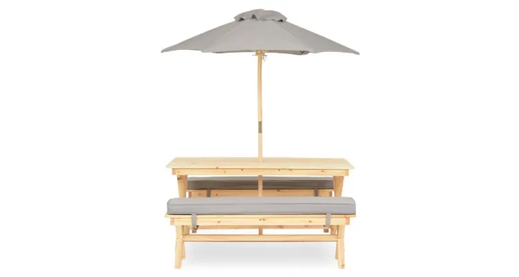 Set mobilier gradina pentru copii, 2 bancute, o masa si o umbrela, Kids Picnic — imaginea 4
