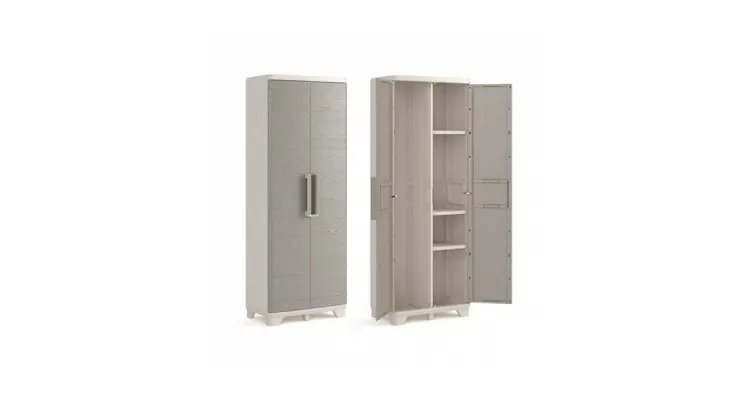 Dulap inalt Keter Wood Grain Utility, 3 polite, bej — imaginea 3
