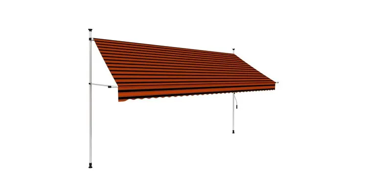 Copertina retractabila manual, portocaliu si maro, 350 cm