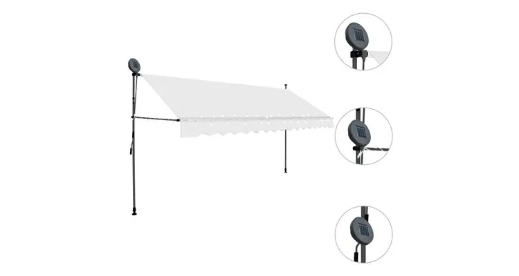 Copertina retractabila manual cu led, crem, 400 cm — imaginea 3