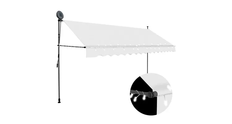 Copertina retractabila manual cu led, crem, 350 cm