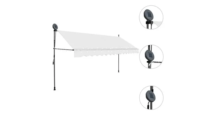 Copertina retractabila manual cu led, crem, 350 cm — imaginea 3