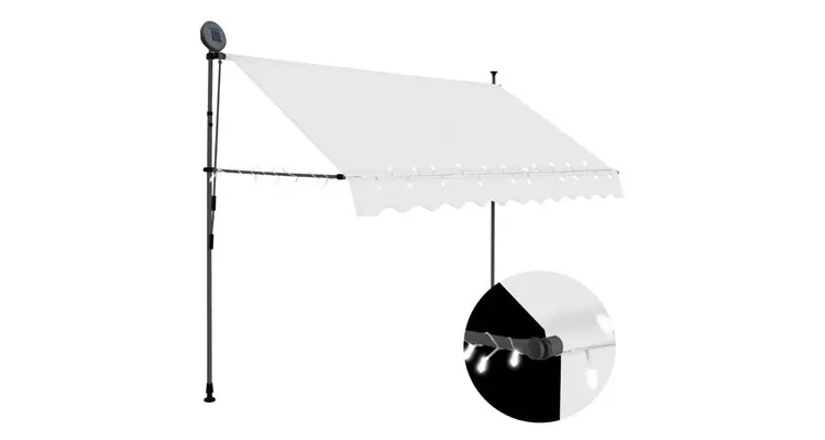 Copertina retractabila manual cu led, crem, 300 cm