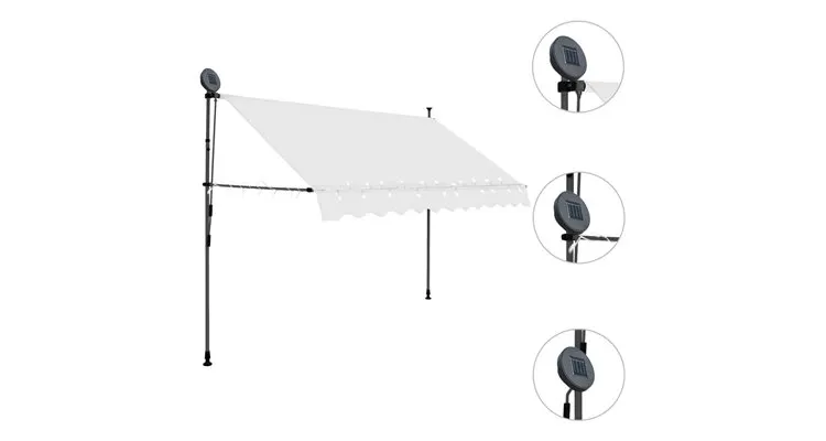 Copertina retractabila manual cu led, crem, 300 cm — imaginea 3