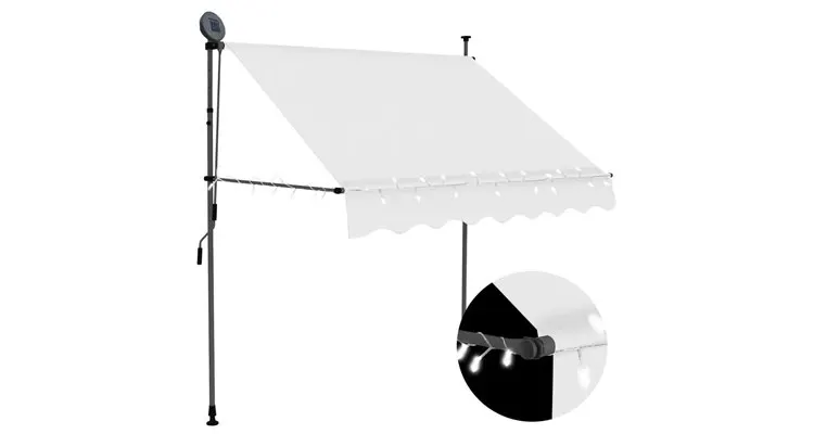 Copertina retractabila manual cu led, crem, 200 cm