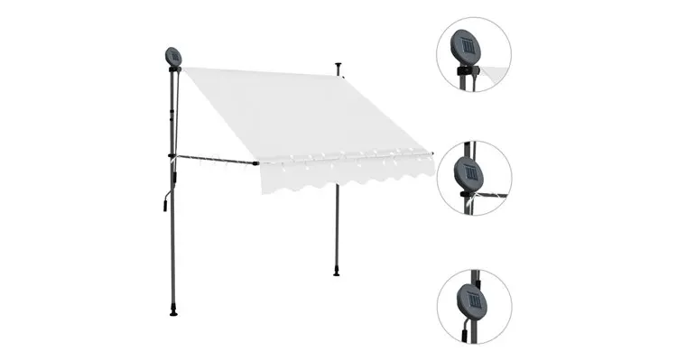 Copertina retractabila manual cu led, crem, 200 cm — imaginea 3