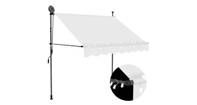 Copertina retractabila manual cu led, crem, 150 cm
