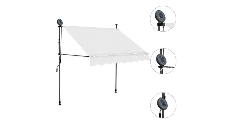 Copertina retractabila manual cu led, crem, 150 cm — imaginea 3