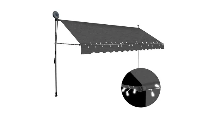 Copertina retractabila manual cu led, antracit, 350 cm