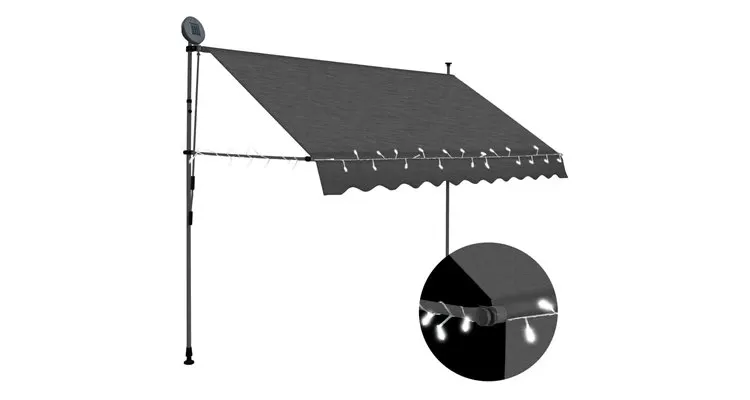 Copertina retractabila manual cu led, antracit, 300 cm