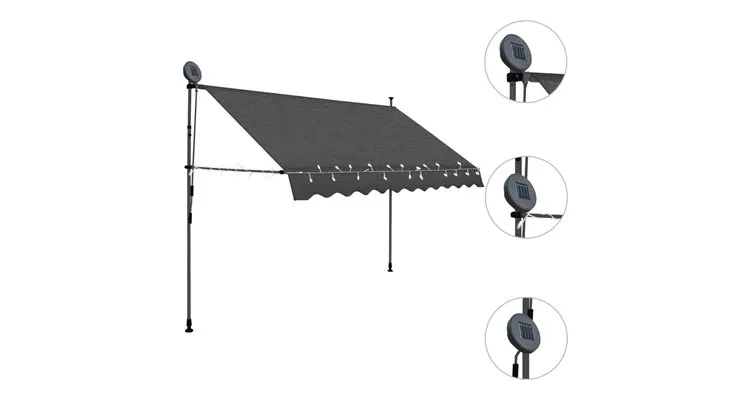 Copertina retractabila manual cu led, antracit, 300 cm — imaginea 3