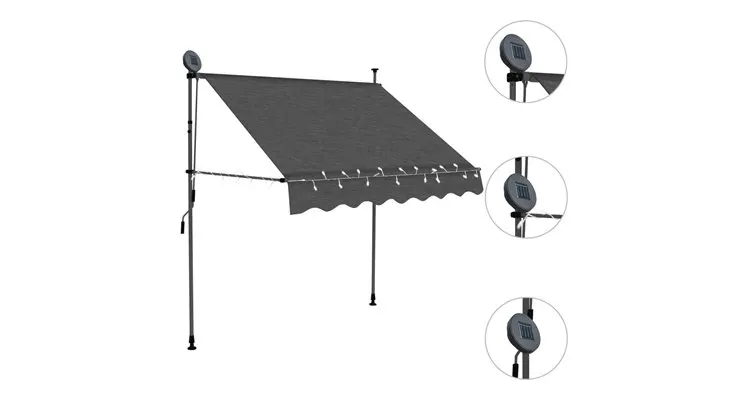 Copertina retractabila manual cu led, antracit, 200 cm — imaginea 3