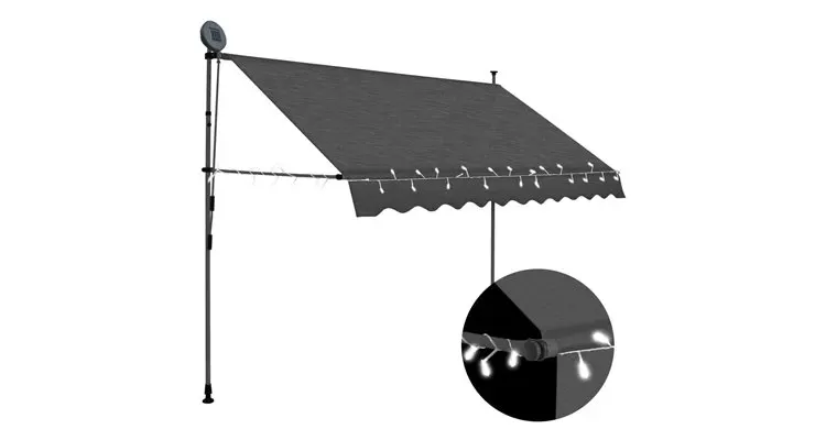 Copertina retractabila manual cu led, antracit, 250 cm