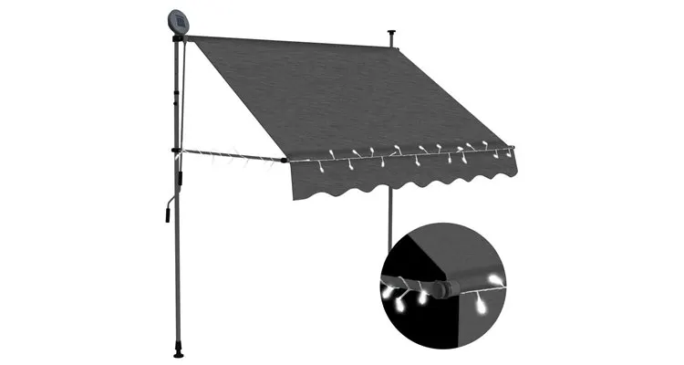 Copertina retractabila manual cu led, antracit, 100 cm