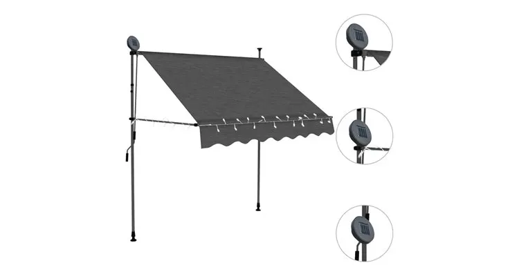 Copertina retractabila manual cu led, antracit, 100 cm — imaginea 3