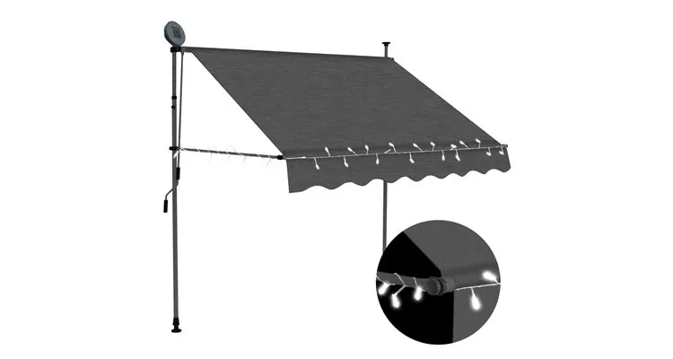 Copertina retractabila manual cu led, antracit, 150 cm