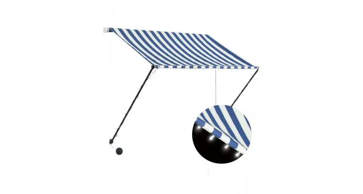 Copertina retractabila cu led, albastru si alb, 150 x 150 cm