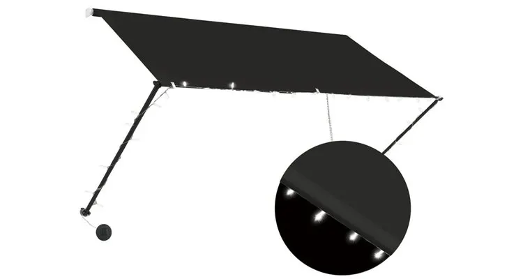 Copertina retractabila cu led, antracit, 250 x 150 cm