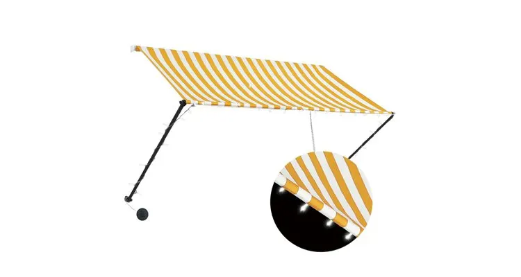 Copertina retractabila cu led, galben si alb, 250 x 150 cm