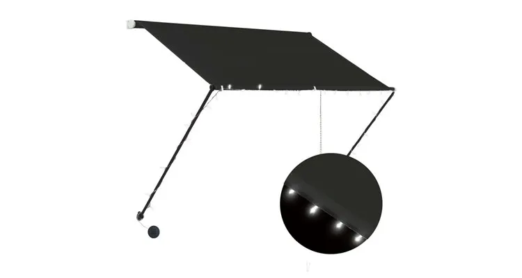 Copertina retractabila cu led, antracit, 150 x 150 cm