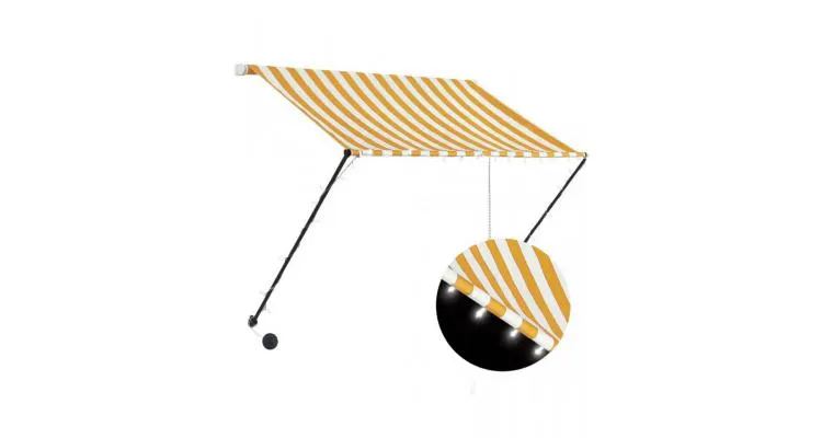 Copertina retractabila cu led, galben si alb, 150 x 150 cm