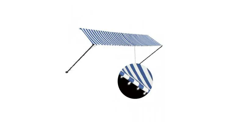 Copertina retractabila cu led, albastru si alb, 400 x 150 cm