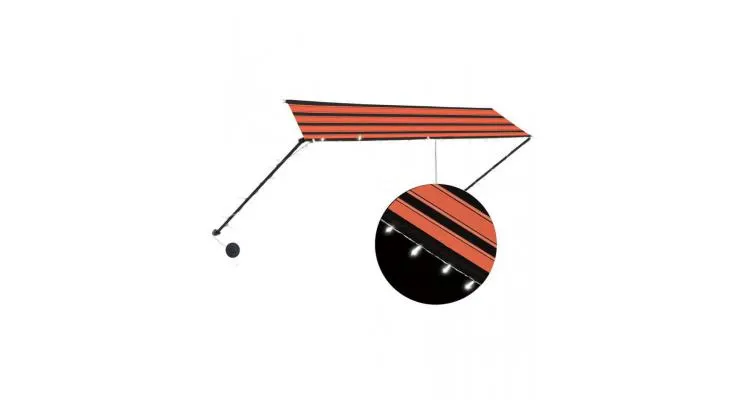 Copertina retractabila cu led, portocaliu si maro, 350 x 150 cm