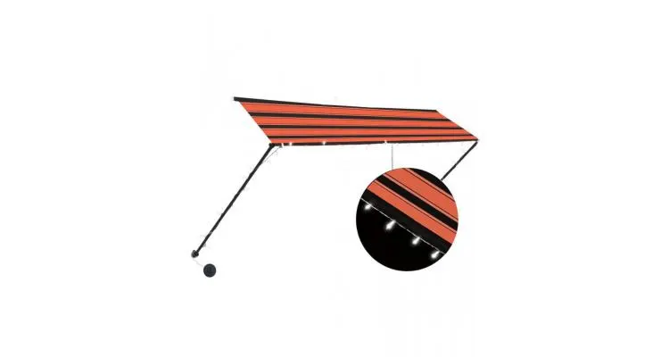 Copertina retractabila cu led, portocaliu si maro, 300 x 150 cm