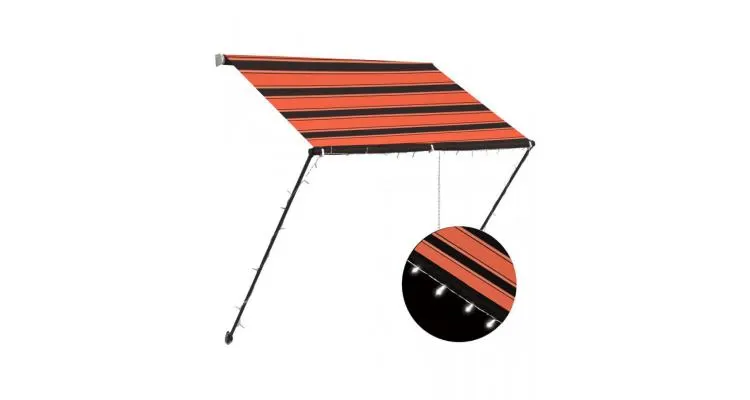 Copertina retractabila cu led, portocaliu si maro, 150 x 150 cm