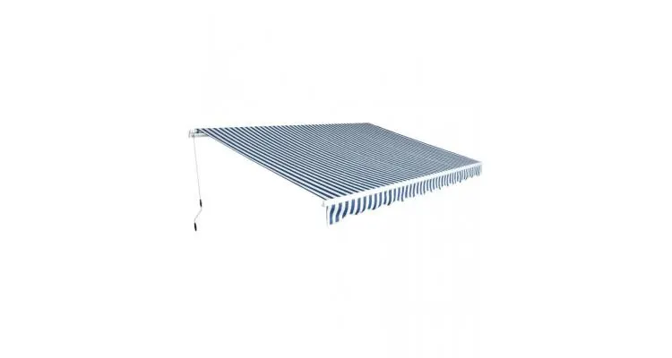 Copertina pliabila cu actionare manuala, 450 cm, albastru/alb