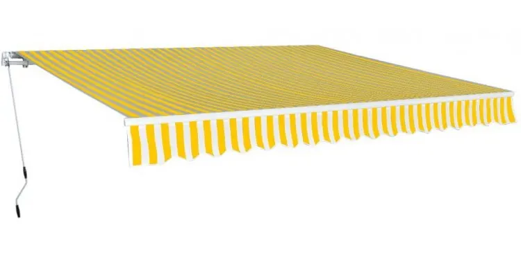 Copertina pliabila, actionare manuala, 400 cm, galben/alb