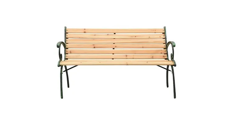 Banca de gradina, 123 cm, fonta si lemn masiv de brad — imaginea 2