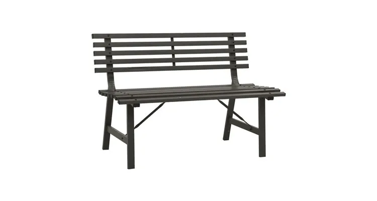 Banca de gradina, negru, 110 cm, otel — imaginea 2