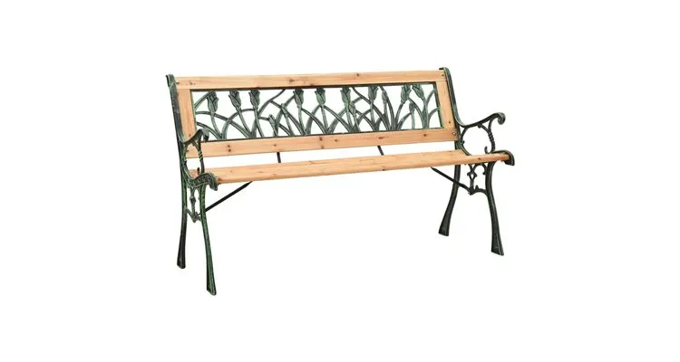 Banca de gradina, 122 cm, fonta si lemn masiv de brad